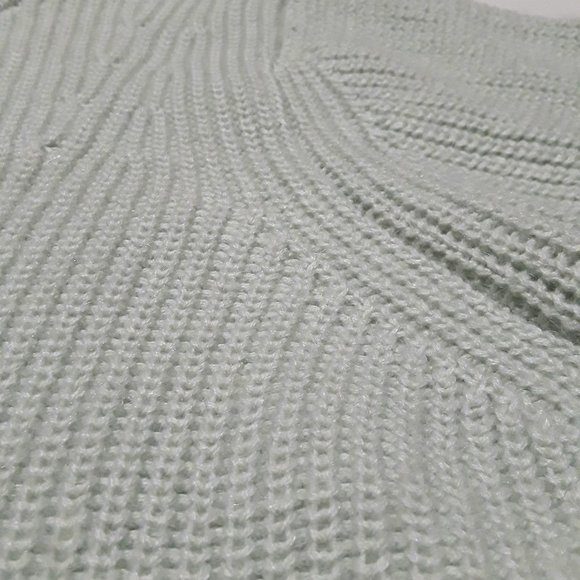 Banana Republic Wool Blend Popover Knit Sweater Butterfly Front Dusty Aqua XL - Picture 12 of 13